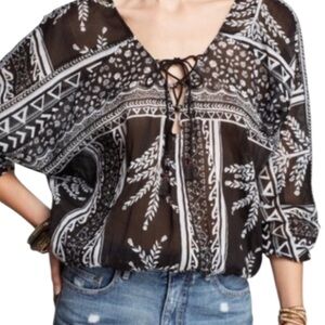 Free People Black and White Blouse